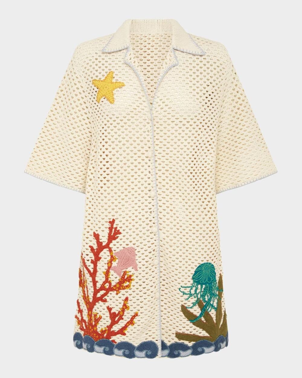 ALÉMAIS Splash Short Sleeves Shirt in Crochet - XS